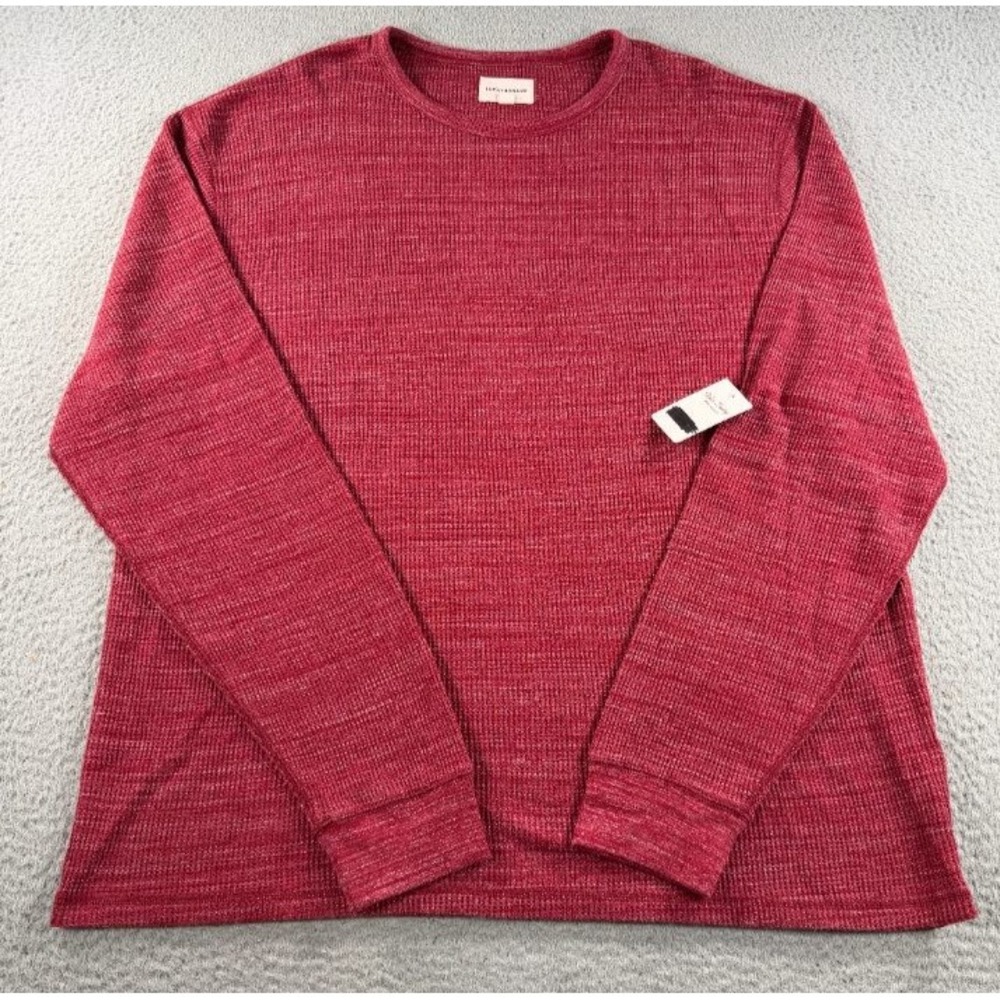 Lucky Brand Sweater Mens 2XL Red Waffle Knit Long Sleeve Crew Neck NWT